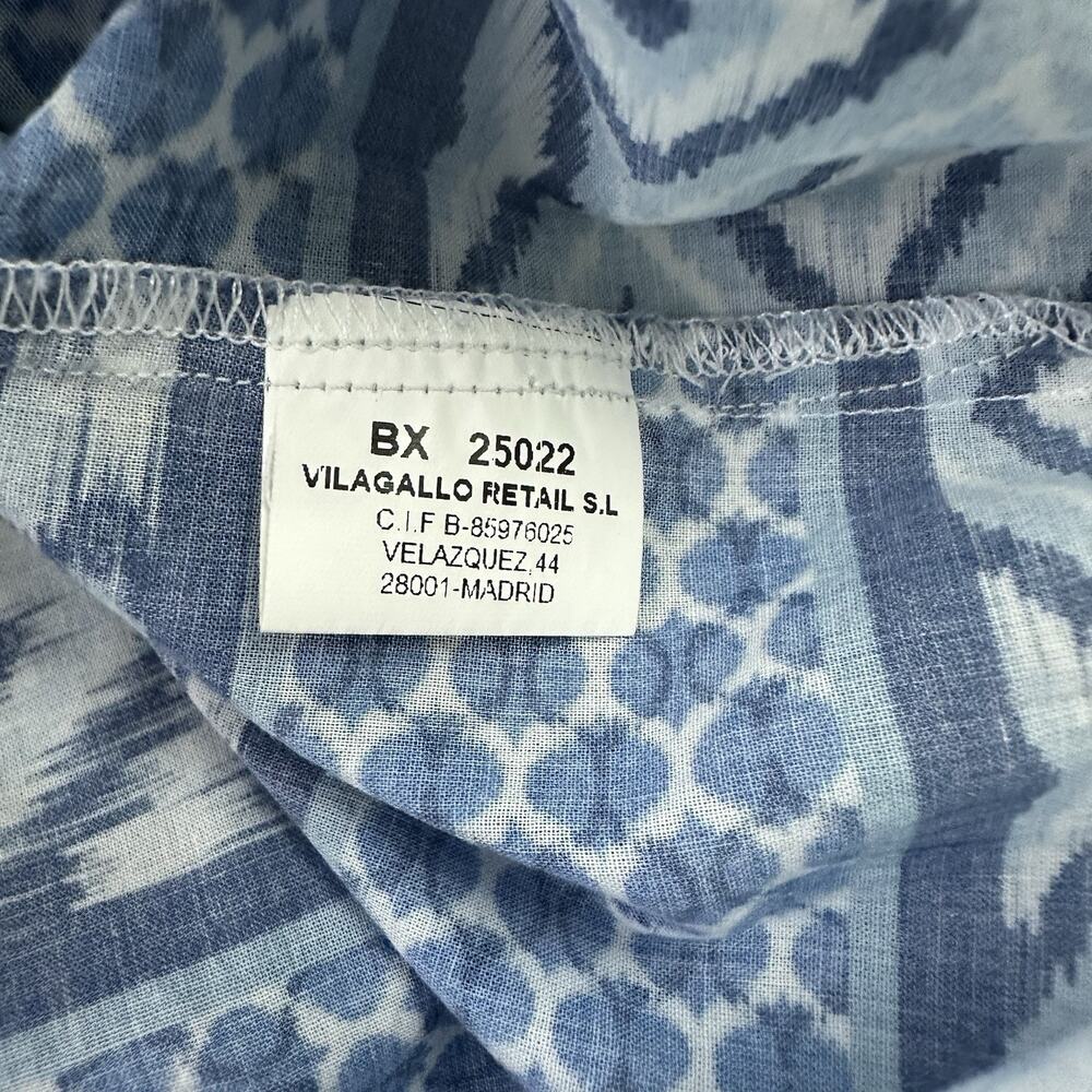 Vilagallo Womens Button Up Top Size 40 M Blue Ikat Stripe Mixed Print Light - Picture 7 of 13